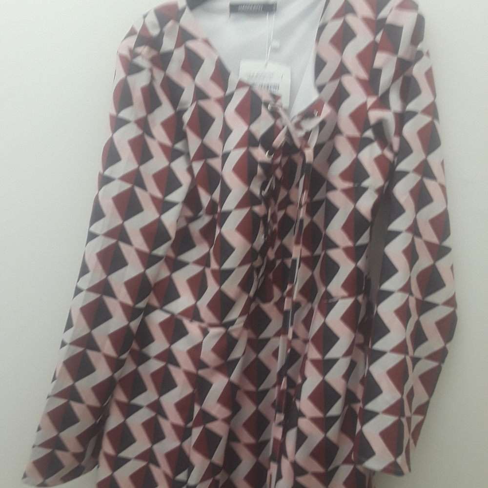 HDY Haoduoyi Women PiNK RED Geometric print Midi Dress XXL - Picture 5 of 13